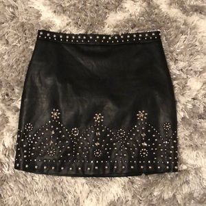 Vegan Leather Studded Mini Skirt